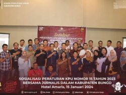 Mendekati Pemilu 2024, KPU Bungo Jumpa Pers Sosialisasi PKPU 15 Tahun 2023