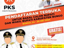 DPD PKS Buka Pendaftaran Bakal Cabup Dan Cawabup Bungo 24 Mei Hingga 30 Mei 2024