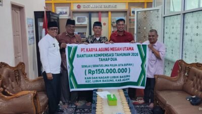 PT KAMU Serahkan Dana Kompensasi Tahun 2026 Terhadap KAN Lubuk Basung